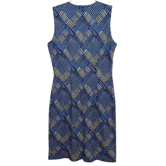 J. McLaughlin Devon Mini Micro Plaid Sheath Dress Size Small Navy Blue Tan NWT - Picture 4 of 8